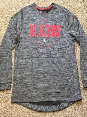 Portland Trail Blazers Nike Dri Fit Gray Spotlight Sweatshirt Size Large Pockets
